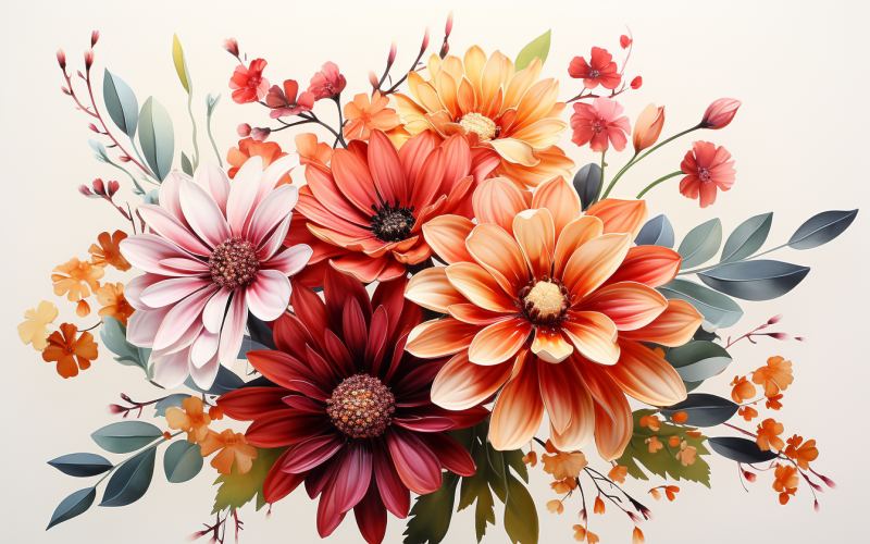 Watercolor Flowers Bouquets, illustration background 316 Illustration