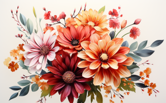 Watercolor Flowers Bouquets, illustration background 316