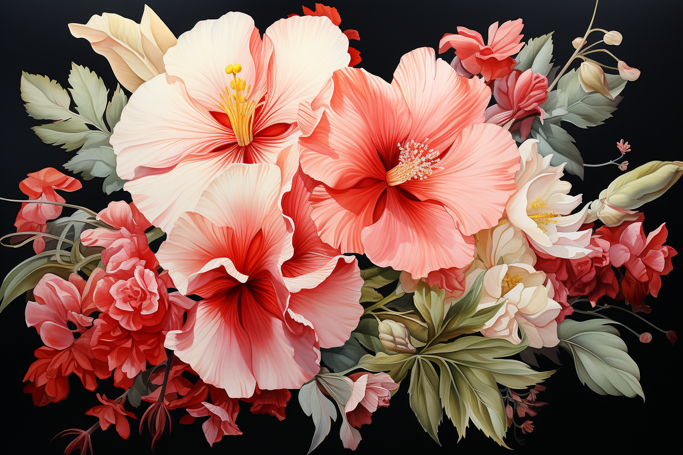Watercolor Flowers Bouquets, illustration background 344.