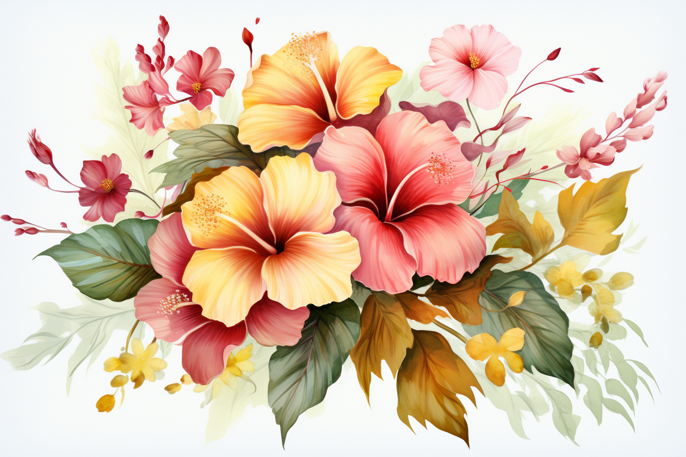 Watercolor Flowers Bouquets, illustration background 346.