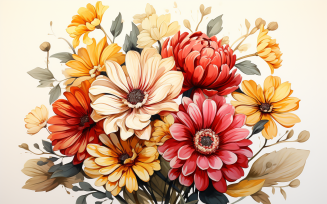 Watercolor Flowers Bouquets, illustration background 313
