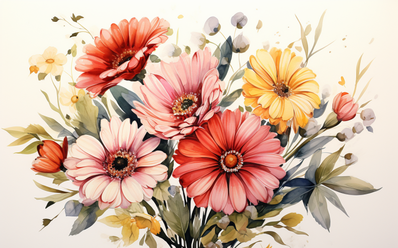 Watercolor Flowers Bouquets, illustration background 314 Illustration