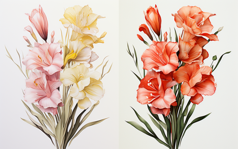 Watercolor Flowers Bouquets, illustration background 319 Illustration