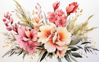 Watercolor Flowers Bouquets, illustration background 320