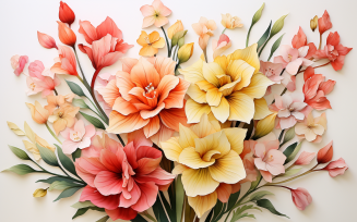 Watercolor Flowers Bouquets, illustration background 321