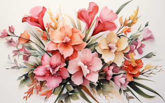 Watercolor Flowers Bouquets, illustration background 322