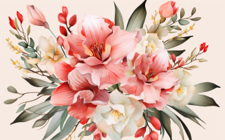 Watercolor Flowers Bouquets, illustration background 323