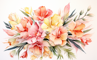 Watercolor Flowers Bouquets, illustration background 324