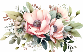 Watercolor Flowers Bouquets, illustration background 327