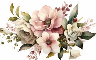 Watercolor Flowers Bouquets, illustration background 329