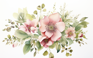 Watercolor Flowers Bouquets, illustration background 330