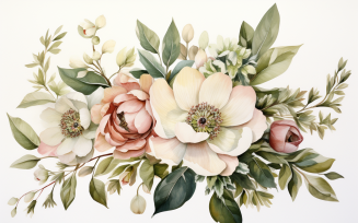 Watercolor Flowers Bouquets, illustration background 332