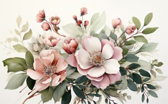 Watercolor Flowers Bouquets, illustration background 336