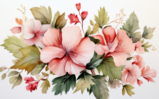 Watercolor Flowers Bouquets, illustration background 339