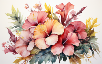 Watercolor Flowers Bouquets, illustration background 340