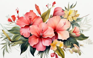 Watercolor Flowers Bouquets, illustration background 342.