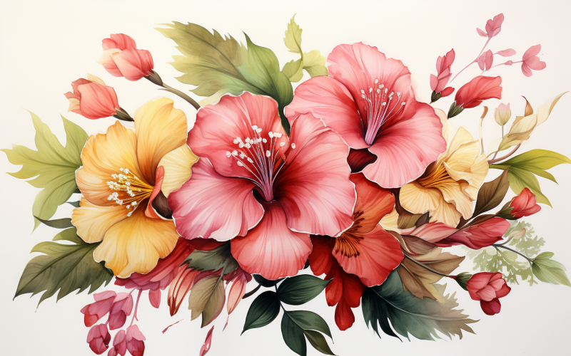 Watercolor Flowers Bouquets, illustration background 343 Illustration
