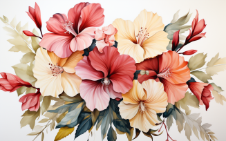 Watercolor Flowers Bouquets, illustration background 345