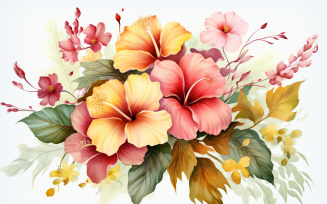 Watercolor Flowers Bouquets, illustration background 346