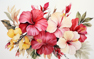 Watercolor Flowers Bouquets, illustration background 347