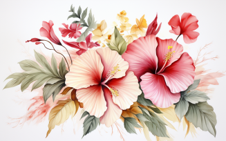 Watercolor Flowers Bouquets, illustration background 348