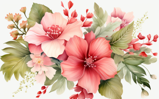 Watercolor Flowers Bouquets, illustration background 349