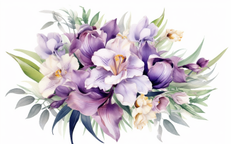 Watercolor Flowers Bouquets, illustration background 361