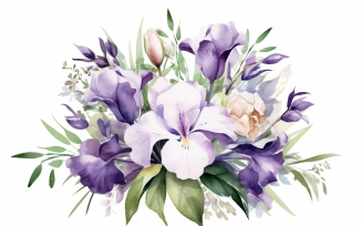 Watercolor Flowers Bouquets, illustration background 364