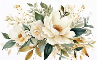 Watercolor Flowers Bouquets, illustration background 365