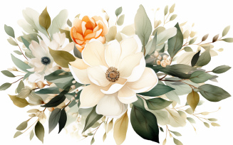 Watercolor Flowers Bouquets, illustration background 366