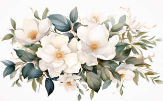 Watercolor Flowers Bouquets, illustration background 367