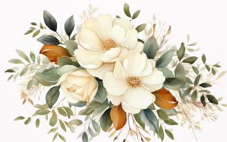 Watercolor Flowers Bouquets, illustration background 368