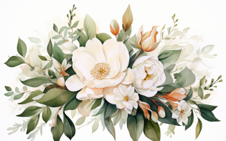Watercolor Flowers Bouquets, illustration background 370