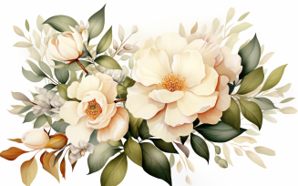 Watercolor Flowers Bouquets, illustration background 371