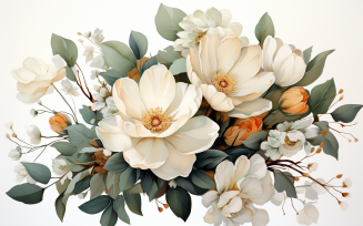 Watercolor Flowers Bouquets, illustration background 373