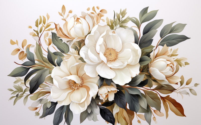 Watercolor Flowers Bouquets, illustration background 375 Illustration