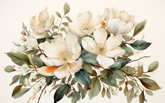 Watercolor Flowers Bouquets, illustration background 379