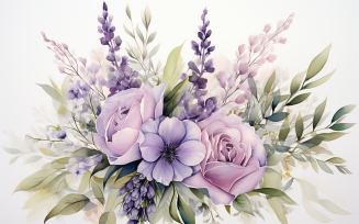 Watercolor Flowers Bouquets, illustration background 380