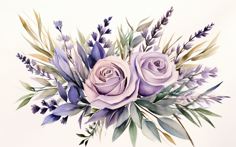 Watercolor Flowers Bouquets, illustration background 381 Illustration