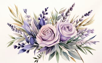 Watercolor Flowers Bouquets, illustration background 381