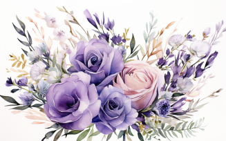 Watercolor Flowers Bouquets, illustration background 382