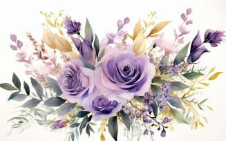 Watercolor Flowers Bouquets, illustration background 383