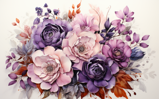 Watercolor Flowers Bouquets, illustration background 384
