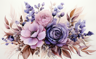 Watercolor Flowers Bouquets, illustration background 385