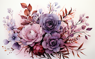 Watercolor Flowers Bouquets, illustration background 386
