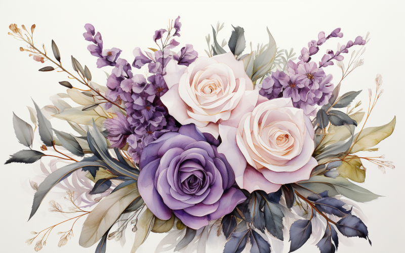 Watercolor Flowers Bouquets, illustration background 389 Illustration