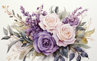 Watercolor Flowers Bouquets, illustration background 389