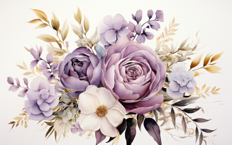 Watercolor Flowers Bouquets, illustration background 390
