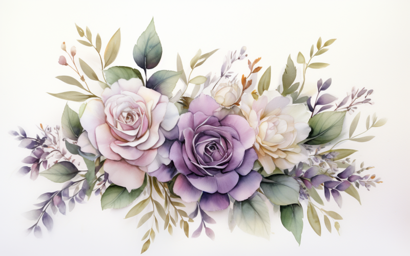 Watercolor Flowers Bouquets, illustration background 391 Illustration