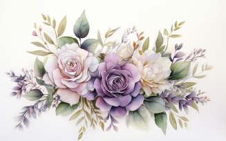 Watercolor Flowers Bouquets, illustration background 391.